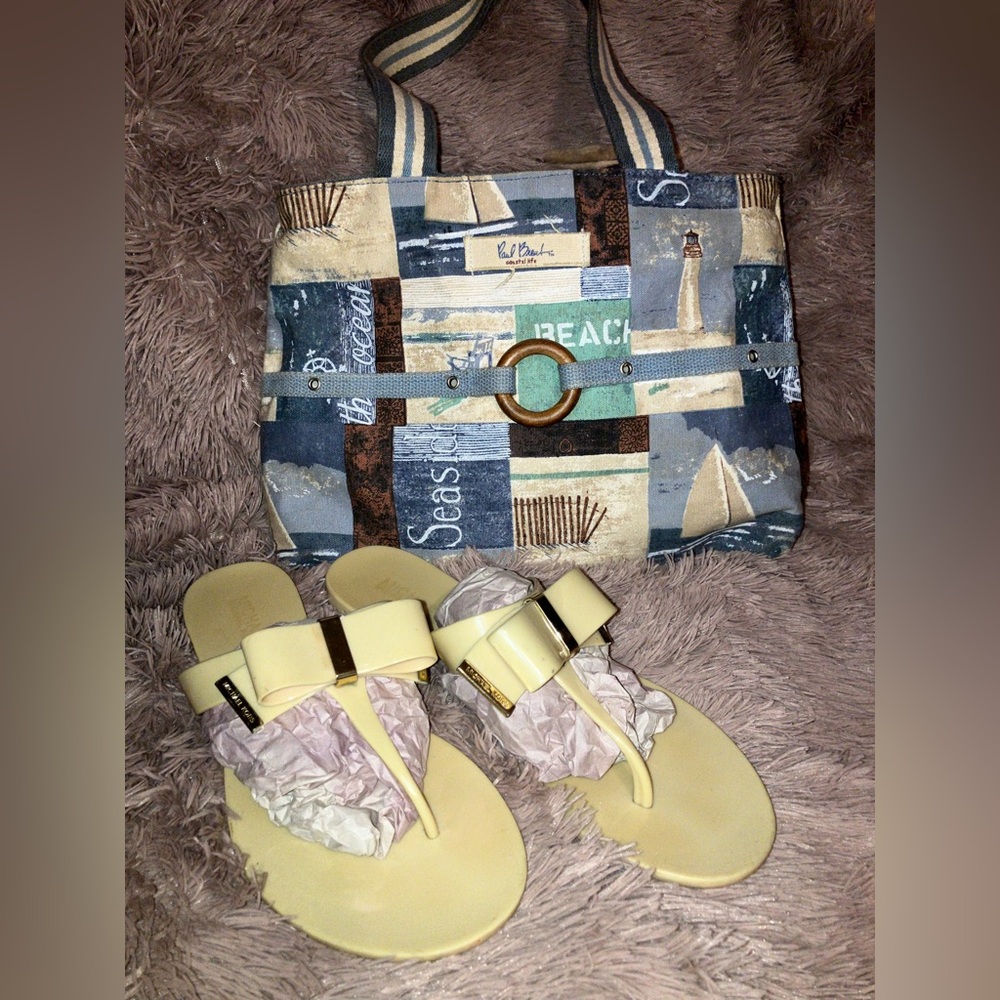 Yellow MK Sandals & Paul Brent Tote Bag Set